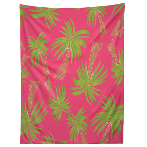 Allyson Johnson Summer Palm Trees Pink Tapestry