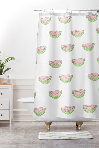 Allyson Johnson Summertime Watermelon Shower Curtain And Mat