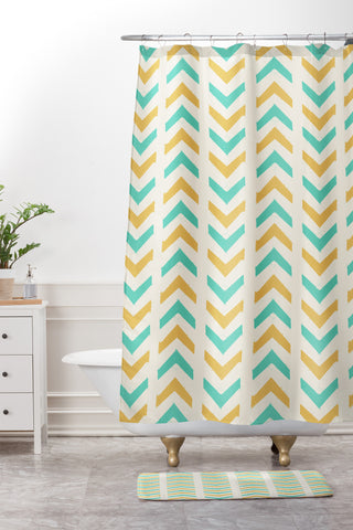 Allyson Johnson Sunshine And Mint Shower Curtain And Mat