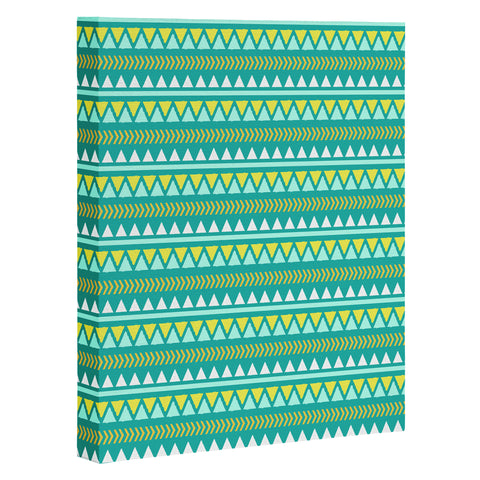 Allyson Johnson Teal And Yellow Aztec Art Canvas