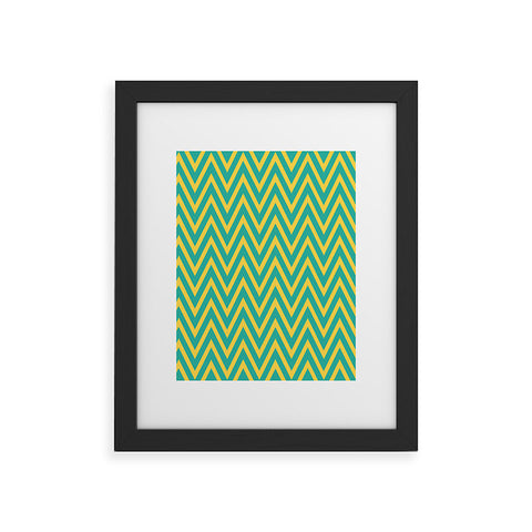 Allyson Johnson Teal Chartreuse Chevron Framed Art Print