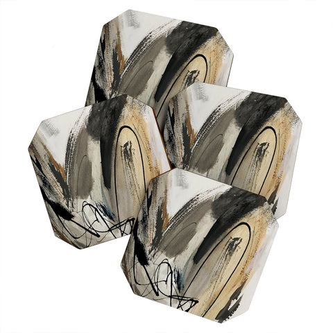 Alyssa Hamilton Art Drift 5 a neutral abstract mix Coaster Set