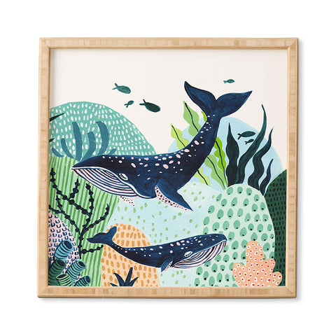 Ambers Textiles Blue Whale Family Framed Wall Art