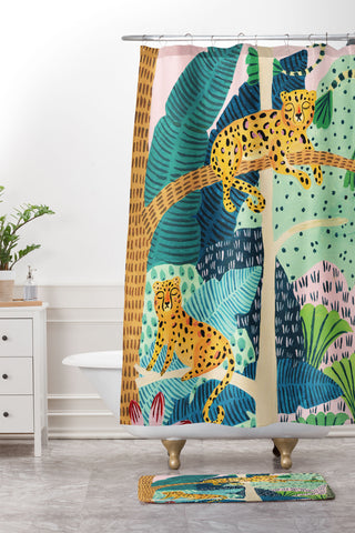 Ambers Textiles Jungle Cheetahs Shower Curtain And Mat
