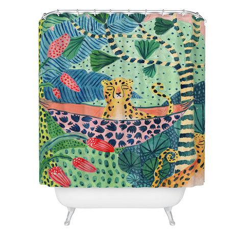 Ambers Textiles Jungle Leopard Family Shower Curtain