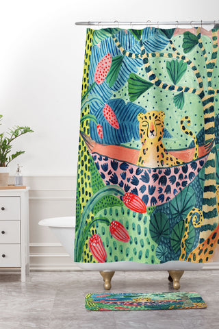 Ambers Textiles Jungle Leopard Family Shower Curtain And Mat