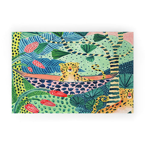 Ambers Textiles Jungle Leopard Family Welcome Mat