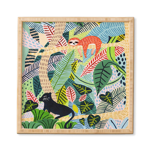 Ambers Textiles Jungle Sloth and Panther Framed Wall Art