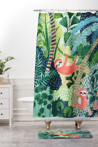 Ambers Textiles Jungle Sloth Shower Curtain And Mat
