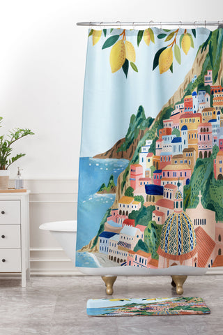 Ambers Textiles Positano Italy Shower Curtain And Mat