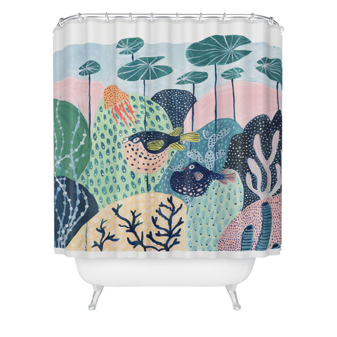 Ambers Textiles Puffer Fish Shower Curtain