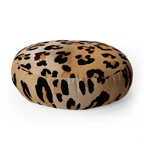 Amy Sia Animal Leopard Brown Floor Pillow Round