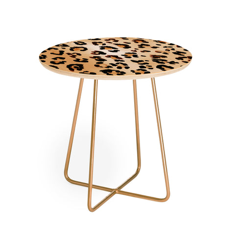 Amy Sia Animal Leopard Brown Round Side Table