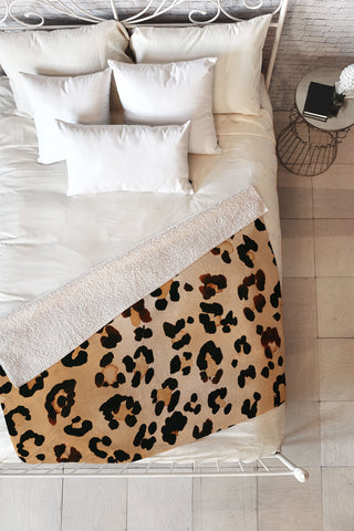 Amy Sia Animal Leopard Brown Fleece Throw Blanket