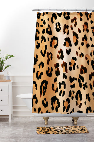Amy Sia Animal Leopard Brown Shower Curtain And Mat