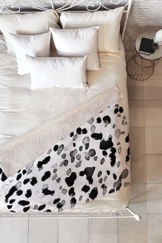 Amy Sia Animal Spot Gray Fleece Throw Blanket