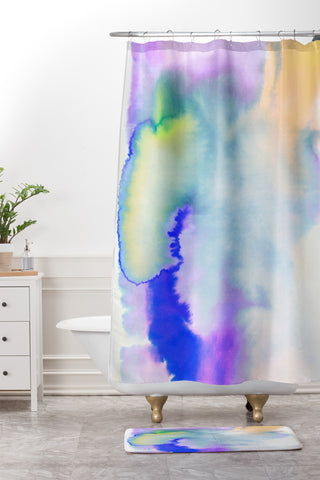 Amy Sia Aquarelle Pastel Shower Curtain And Mat