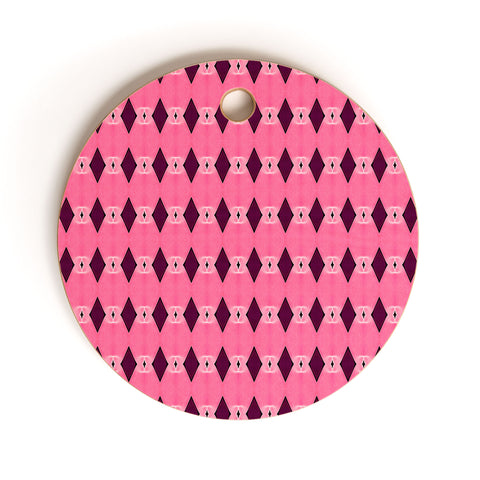 Amy Sia Art Deco Mini Triangle Pink Cutting Board Round