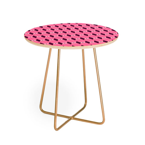Amy Sia Art Deco Mini Triangle Pink Round Side Table