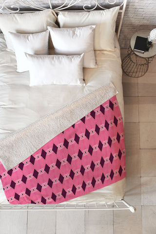 Amy Sia Art Deco Mini Triangle Pink Fleece Throw Blanket