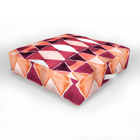 Amy Sia Art Deco Triangle Orange Outdoor Floor Cushion