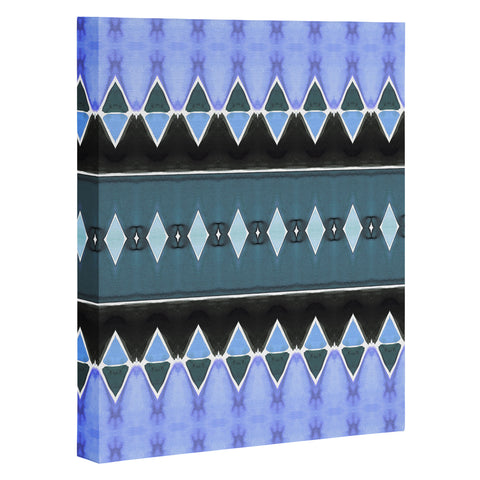 Amy Sia Art Deco Triangle Stripe Light Blue Art Canvas