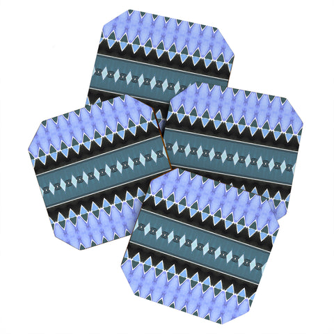 Amy Sia Art Deco Triangle Stripe Light Blue Coaster Set