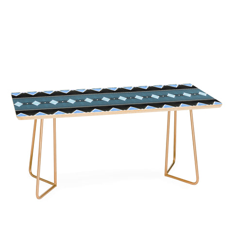 Amy Sia Art Deco Triangle Stripe Light Blue Coffee Table