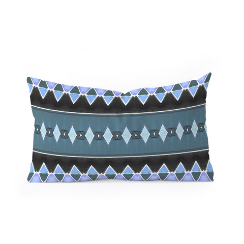 Amy Sia Art Deco Triangle Stripe Light Blue Oblong Throw Pillow