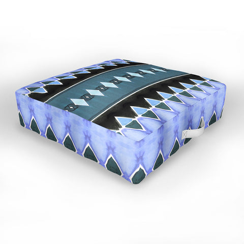 Amy Sia Art Deco Triangle Stripe Light Blue Outdoor Floor Cushion