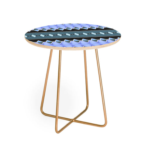 Amy Sia Art Deco Triangle Stripe Light Blue Round Side Table