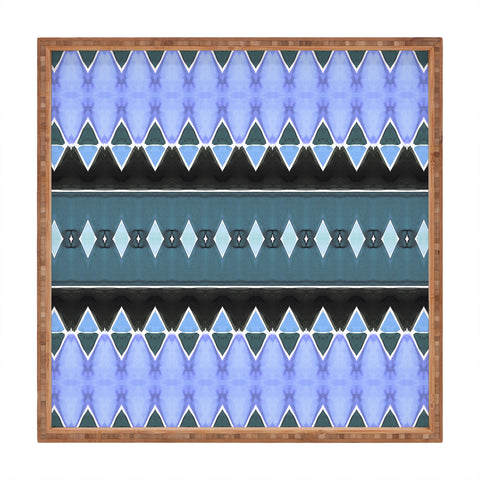 Amy Sia Art Deco Triangle Stripe Light Blue Square Tray