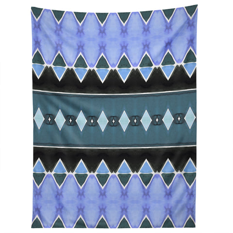 Amy Sia Art Deco Triangle Stripe Light Blue Tapestry