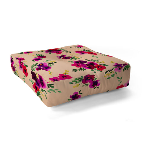 Amy Sia Ava Floral Peach Floor Pillow Square
