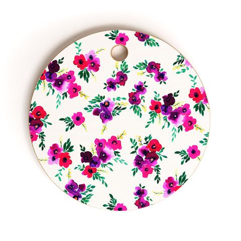 Amy Sia Ava Floral Pink Cutting Board Round