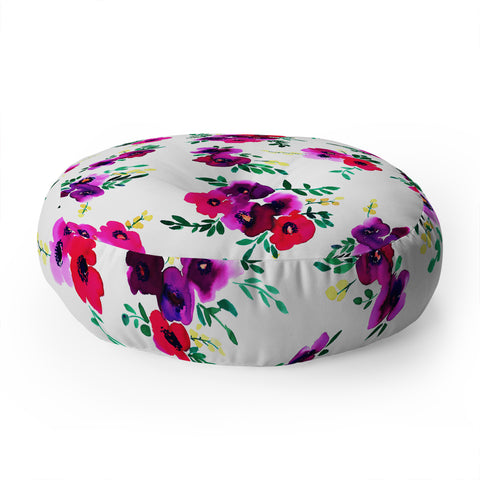 Amy Sia Ava Floral Pink Floor Pillow Round