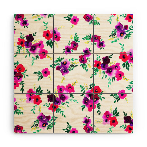 Amy Sia Ava Floral Pink Wood Wall Mural
