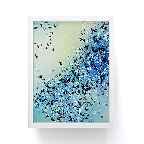 Amy Sia Birds of a Feather Stone Blue Framed Mini Art Print