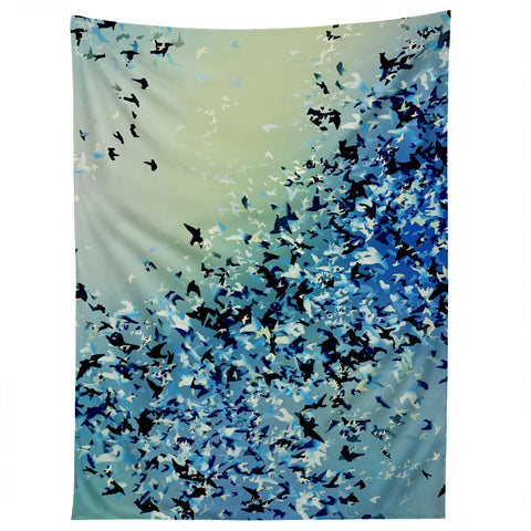 Amy Sia Birds of a Feather Stone Blue Tapestry