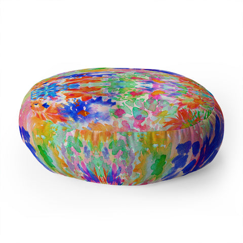 Amy Sia Bloom Blue Floor Pillow Round