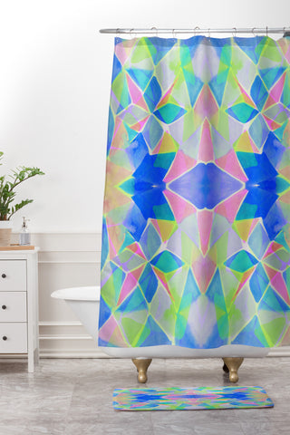 Amy Sia Chroma Blue Shower Curtain And Mat