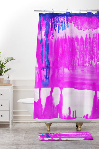 Amy Sia Dip Dye Hot Pink Shower Curtain And Mat