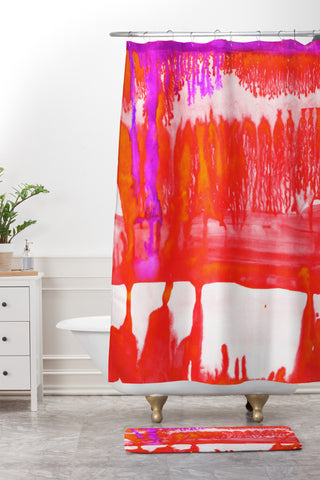Amy Sia Dip Dye Tangelo Shower Curtain And Mat