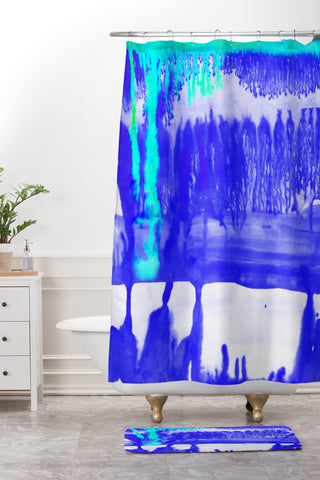 Amy Sia Dip Dye Ultramarine Shower Curtain And Mat