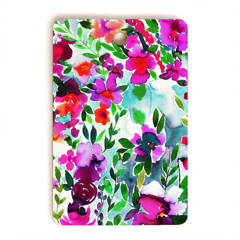 Amy Sia Evie Floral Magenta Cutting Board Rectangle