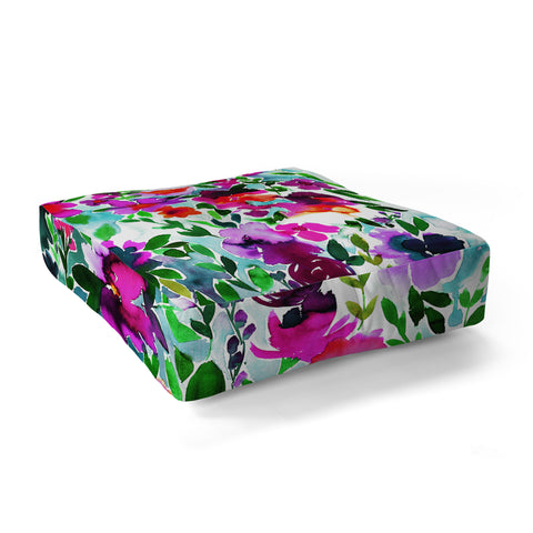 Amy Sia Evie Floral Magenta Floor Pillow Square