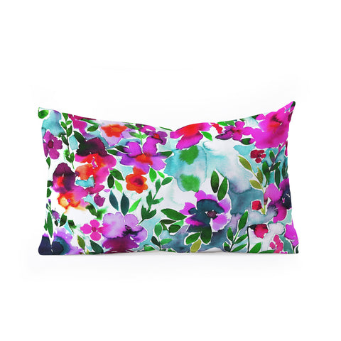 Amy Sia Evie Floral Magenta Oblong Throw Pillow