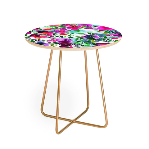 Amy Sia Evie Floral Magenta Round Side Table