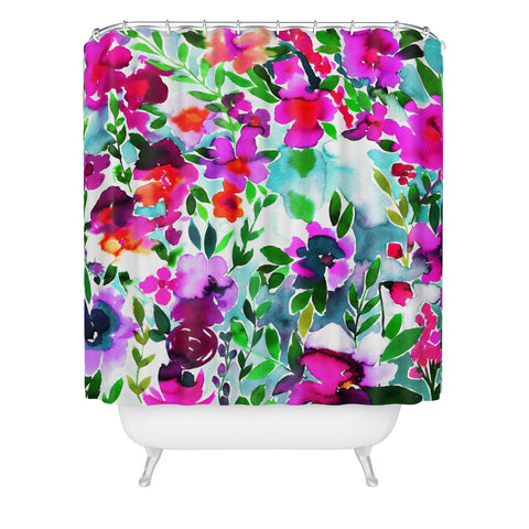 Amy Sia Evie Floral Magenta Shower Curtain
