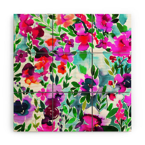 Amy Sia Evie Floral Magenta Wood Wall Mural